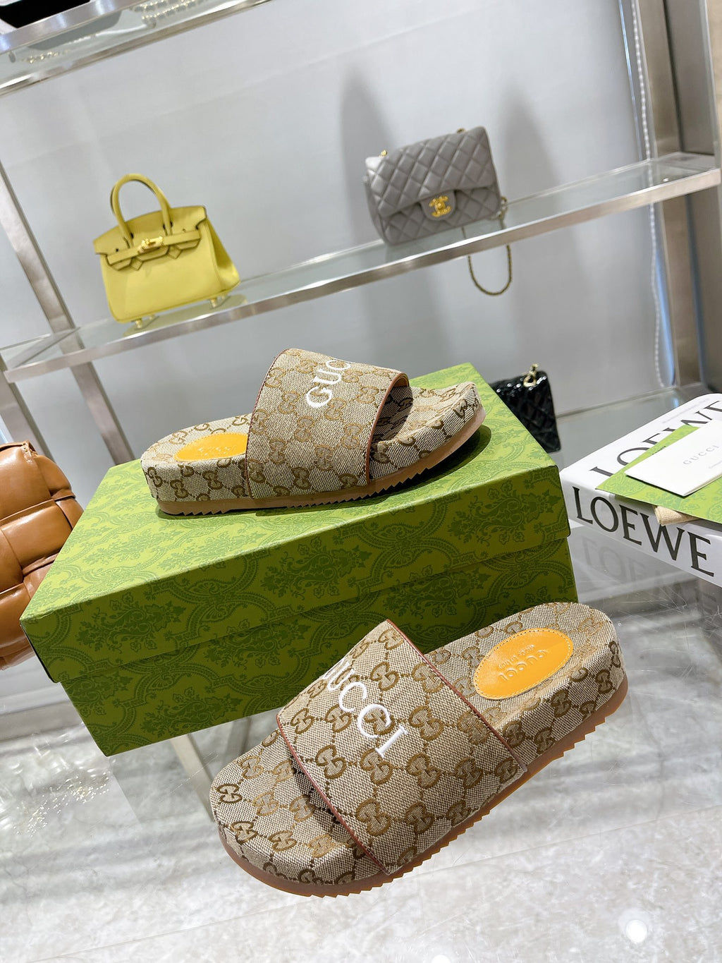 Luxury Monogram Platform Slides